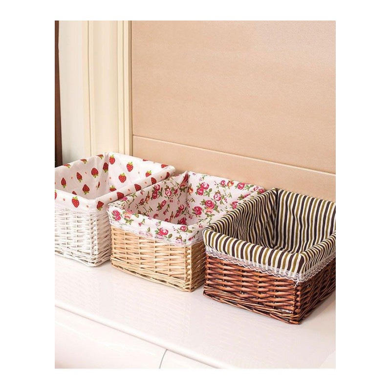 柳编收纳筐桌面杂物脏衣服编织篮子家居收纳盒筐田园布艺藤编零食储物箱多款多色多功能生活日用收纳用品收纳盒