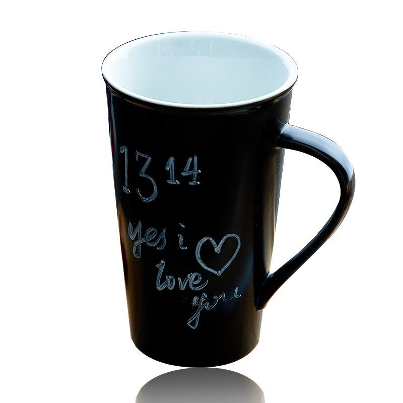 DIY定制涂鸦马克杯带盖勺简约创意陶瓷杯子情侣留言写字咖啡水杯
