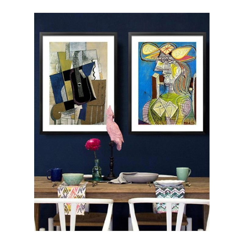 艺术抽象画客厅沙背景墙画挂画油画有框装饰画-外框尺寸48x63cm-黑框-11