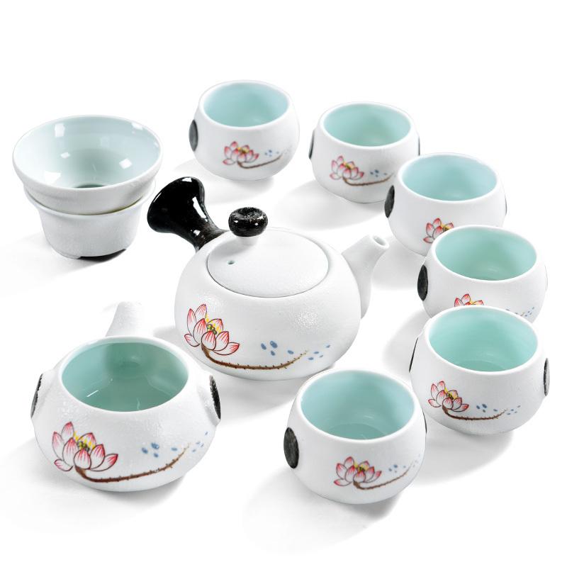 雪花釉陶瓷功夫茶具套装 家用创意茶具套装 茶壶茶杯套装整套茶具