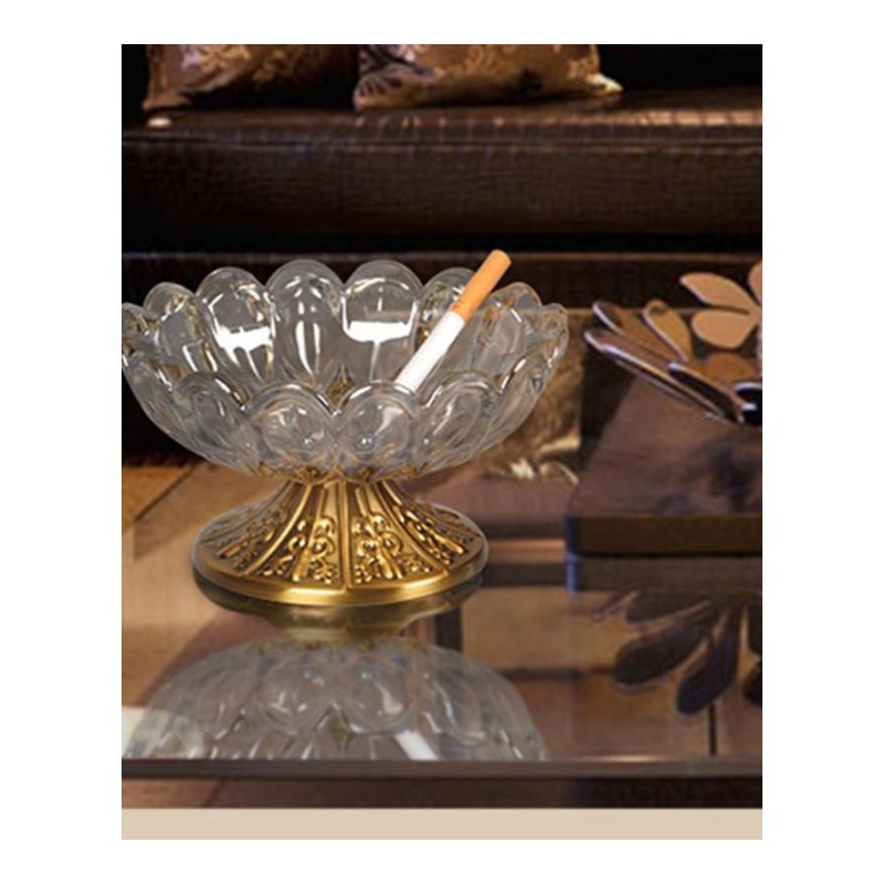 水晶玻璃烟灰缸大号美式烟灰缸客厅家居欧式茶几办公室烟灰缸装饰品