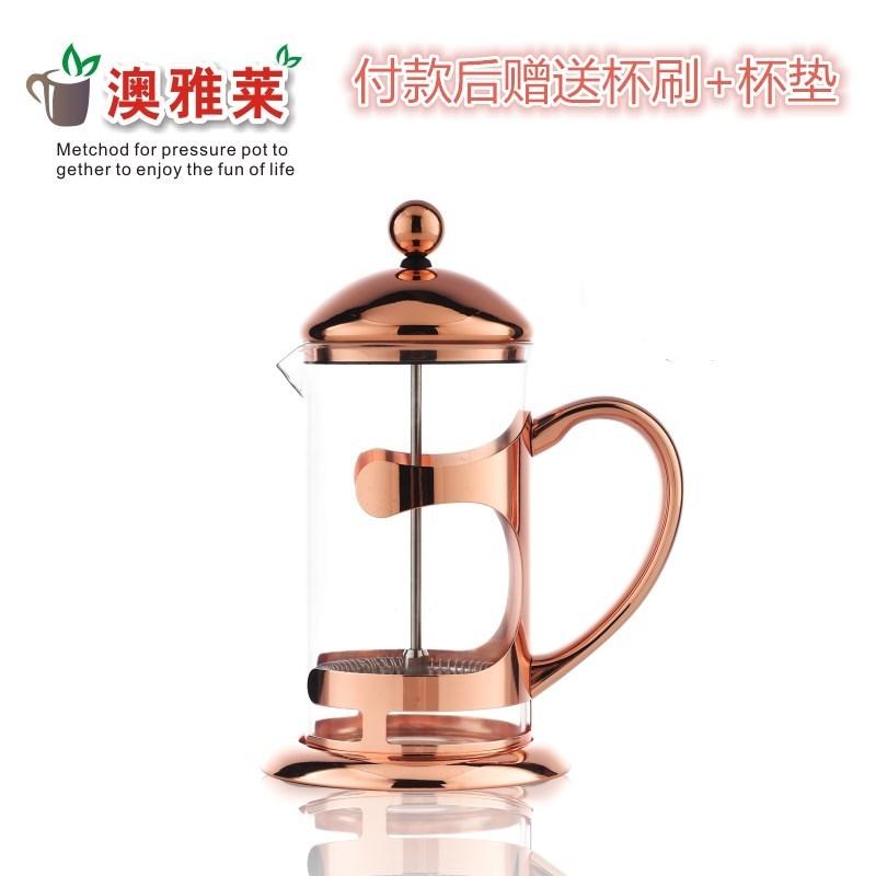 家用耐高温玻璃咖啡法压壶茶壶不锈钢过滤网法式滤压壶泡茶壶