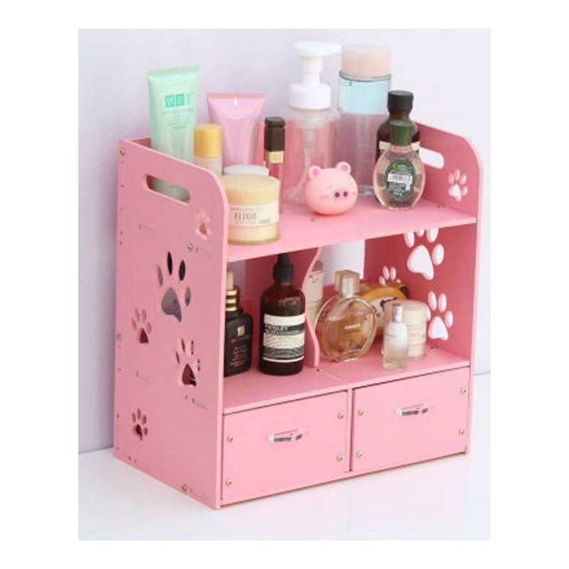 桌面化妆品收纳盒储物柜 防水洗漱台收纳架置物架带抽屉式梳妆盒多色多款多功能生活日用收纳用品时尚创意简约收纳盒