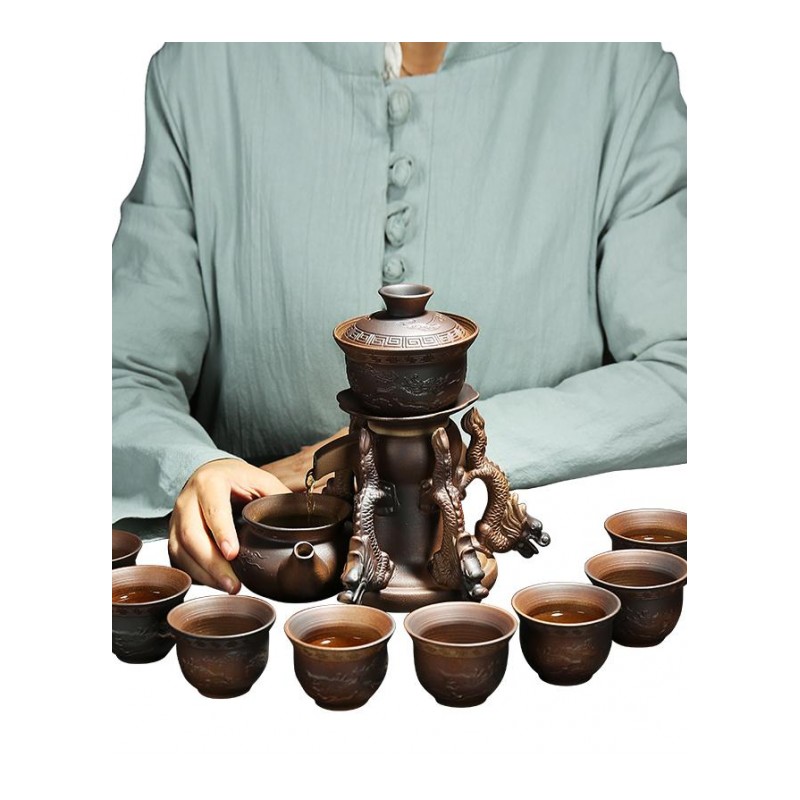 茶具 陶瓷懒人功夫茶杯壶家用复古 全半自动套装冲泡茶器整套