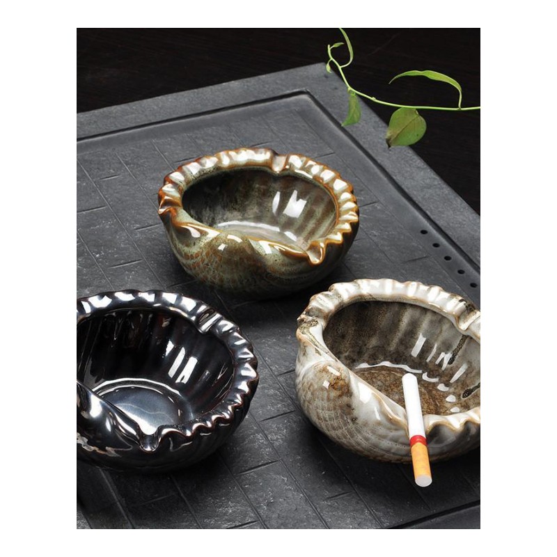 创意复古个性大号欧式防风烟灰缸 陶瓷烟灰缸-绿色贝壳烟灰缸