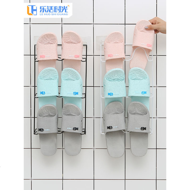 浴室拖鞋架墙壁挂式简易家用后鞋架免打孔厕所卫生间经济型小号