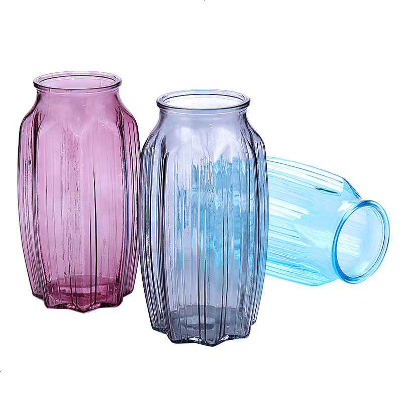 现代简约玻璃花瓶富贵竹水培容器客厅欧式装饰摆件插花透明大花盆