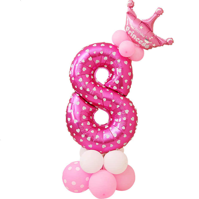 数字气球数字百天生日派对周岁宝宝儿童气球立柱装饰布满月酒迎宾派对爱心生日派对