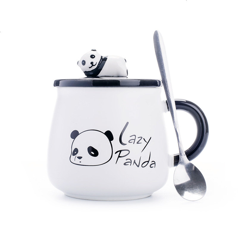 创意简约情侣喝水杯子陶瓷可爱马克杯带盖勺办公室早餐牛奶咖啡杯