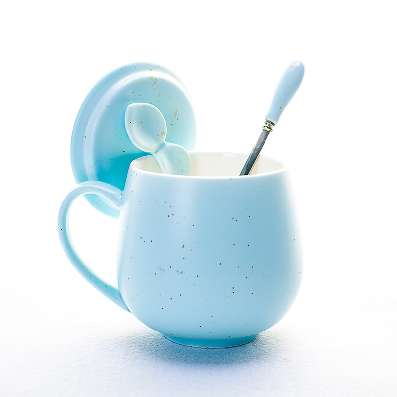 创意简约杯子陶瓷女学生韩版马克杯带盖勺家用牛奶咖啡情侣水杯