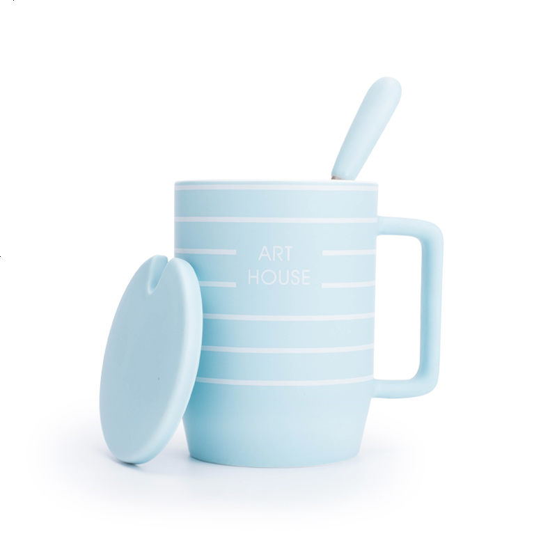 创意马克杯带盖勺陶瓷杯子简约情侣水杯早餐牛奶杯办公室喝水杯子
