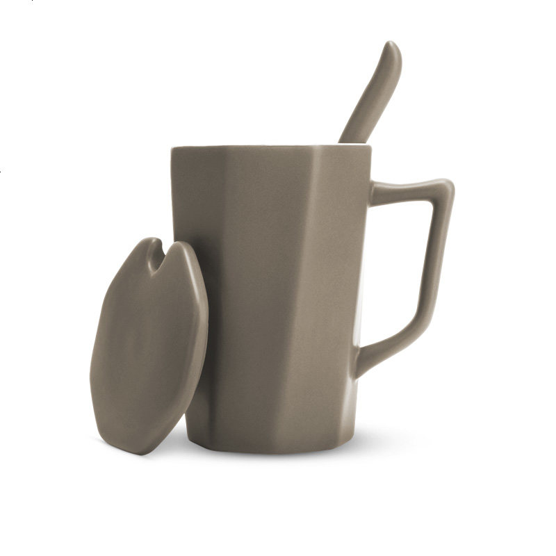 创意简约陶瓷马克杯咖啡杯带盖带勺子牛奶杯情侣水杯办公室喝水