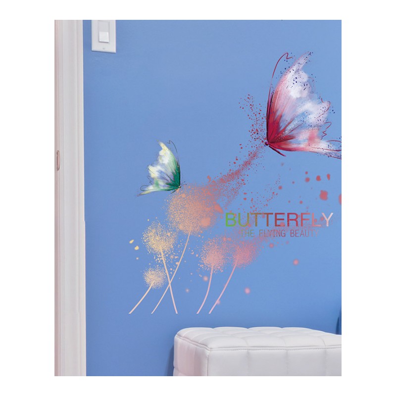 温馨浪漫墙贴纸卧室房间墙壁装饰创意蝴蝶蒲公英宿舍寝室布置自粘