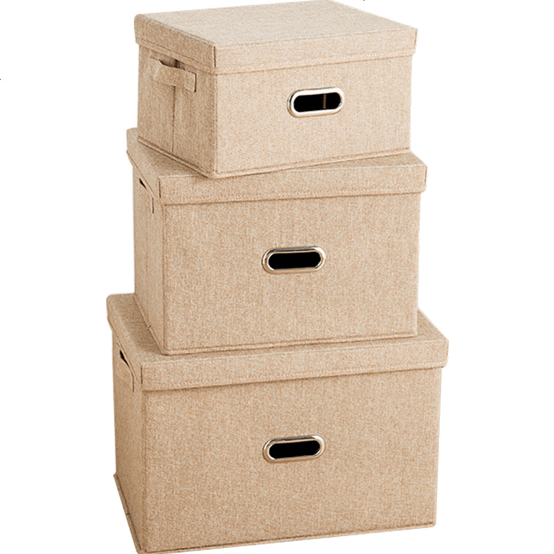 棉麻收纳箱布艺有盖衣物箱子衣服储物箱整理箱特大号折叠收纳盒子