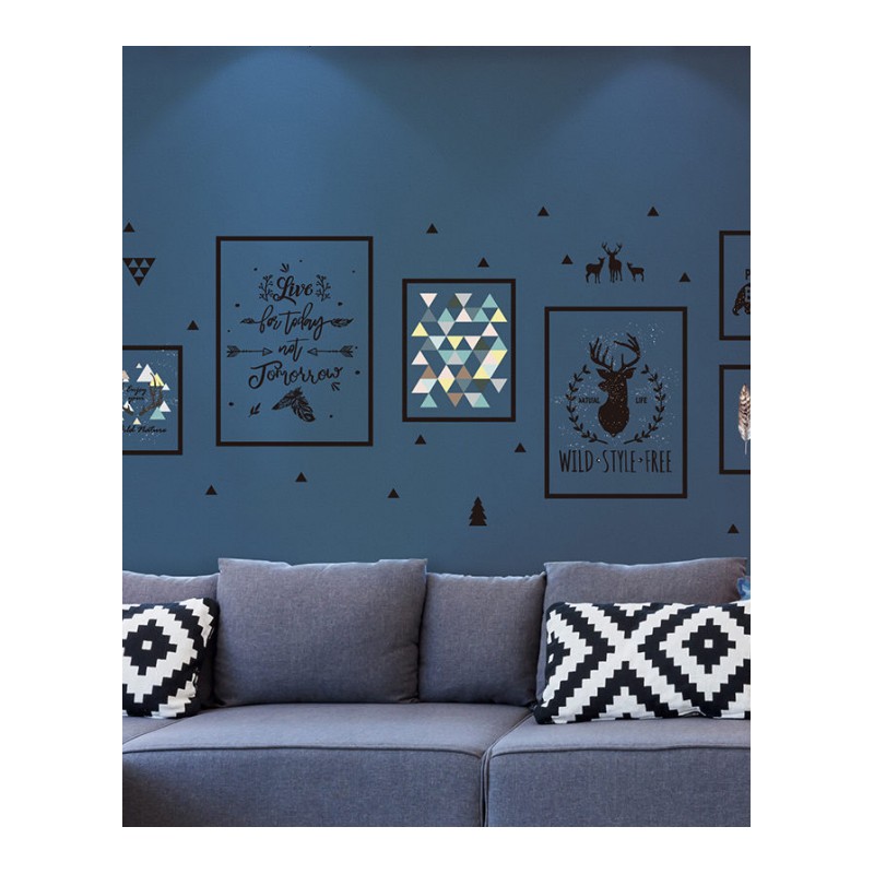 北欧风格ins画框之鹿墙贴画墙纸自粘防水贴纸客厅卧室墙壁装饰品