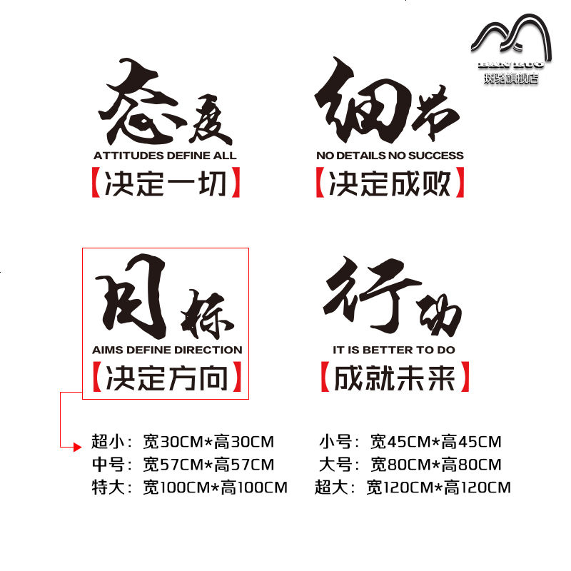 公司企业团队励志标语办公室会议室背景墙装饰墙贴纸态度细节目标