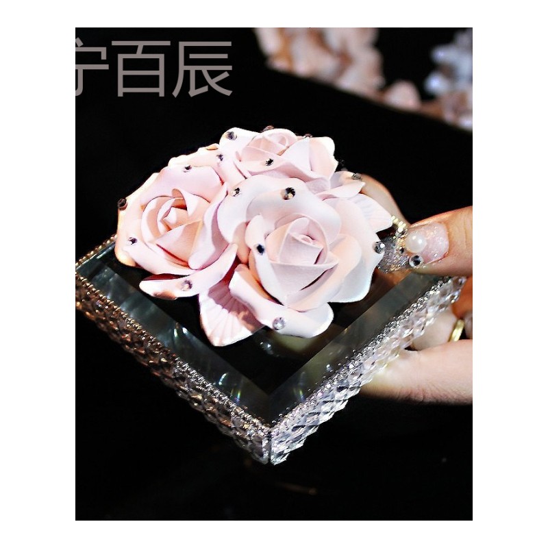 汽车香水座陶瓷车载花朵摆件座式韩国香水创意水晶钻车用内饰品女-网