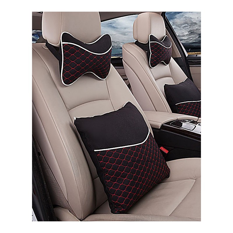 汽车抱枕头枕T02菱形拼接护腰抱枕护颈头枕 通用汽车内饰