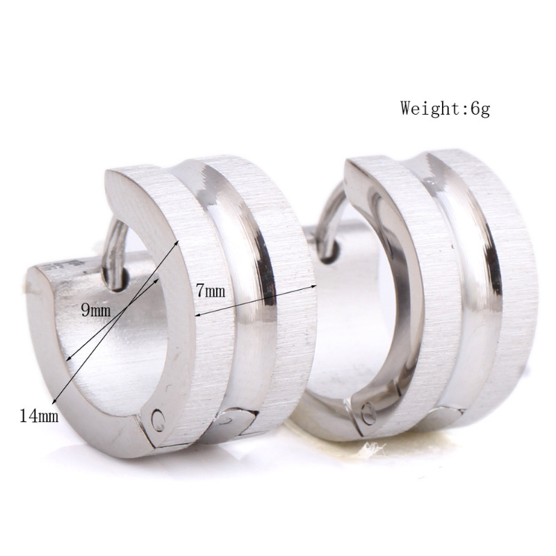 耳钉女款新款 欧美钛钢银色中间凹耳环不锈钢个性耳扣S2D582送女朋友七夕情人节礼物