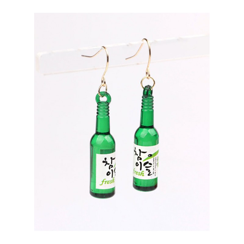 新款韩版时尚气质百搭饰品耳环酒瓶耳坠个性女士耳钩YWZH5897送女朋友七夕情人节礼物