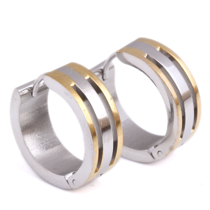 耳钉女款新款 不锈钢耳环双色两钛钢耳扣S2D477送女朋友七夕情人节礼物