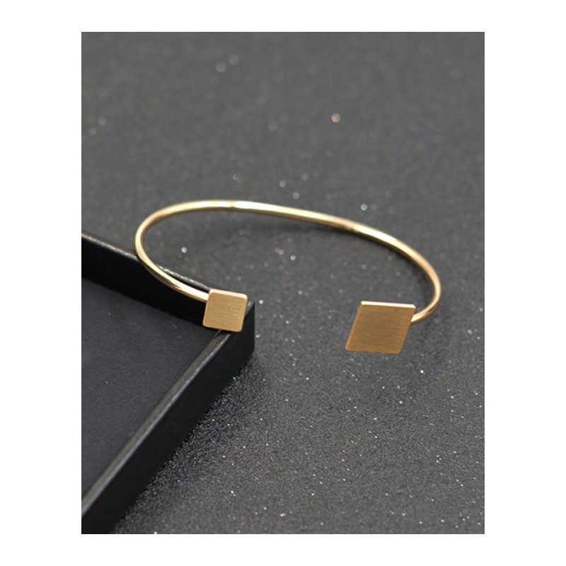欧美饰品时尚简约几何形女士开口矩形手镯YWZB6977送女朋友七夕情人节礼物