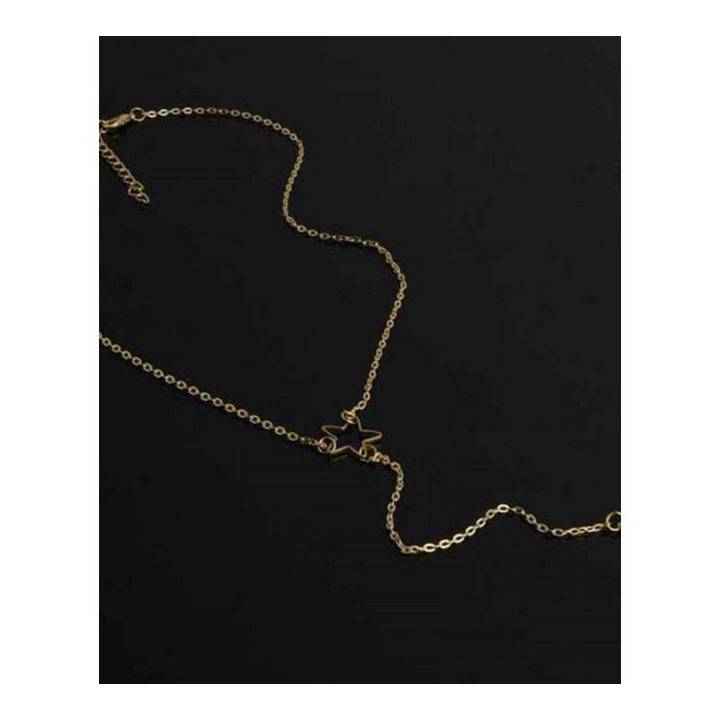 欧美流行镂空五角星星星坠项链锁骨链YWXGDZ6804送女朋友七夕情人节礼物