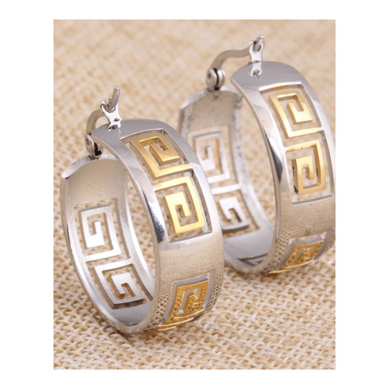 耳钉男女款新款 欧美时尚钛钢长城耳环不锈钢个性耳扣耳饰S2D181送女朋友七夕情人节礼物