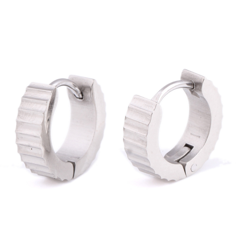 耳钉男女款新款 时尚钛钢耳环不锈钢个性螺纹耳扣耳饰S2D393送女朋友七夕情人节礼物