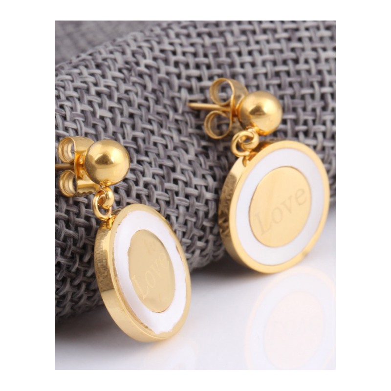 耳钉女款新款 韩版个性贝壳钛钢耳坠耳环饰品S2D040送女朋友七夕情人节礼物