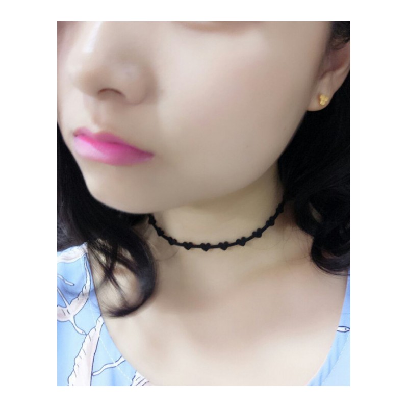 新款日系原宿时尚项饰品绒爱心项链颈链组合女士项圈QDDM3855送女朋友七夕情人节礼物