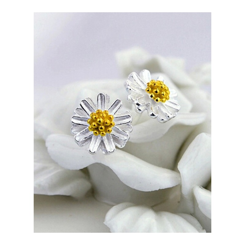 经典百搭韩版饰品s925韩版小雏菊耳钉女银耳饰YWKY2062送女朋友七夕情人节礼物