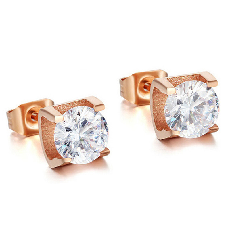 耳钉女款新款 日韩风镶锆石钛钢耳环S2D496送女朋友七夕情人节礼物