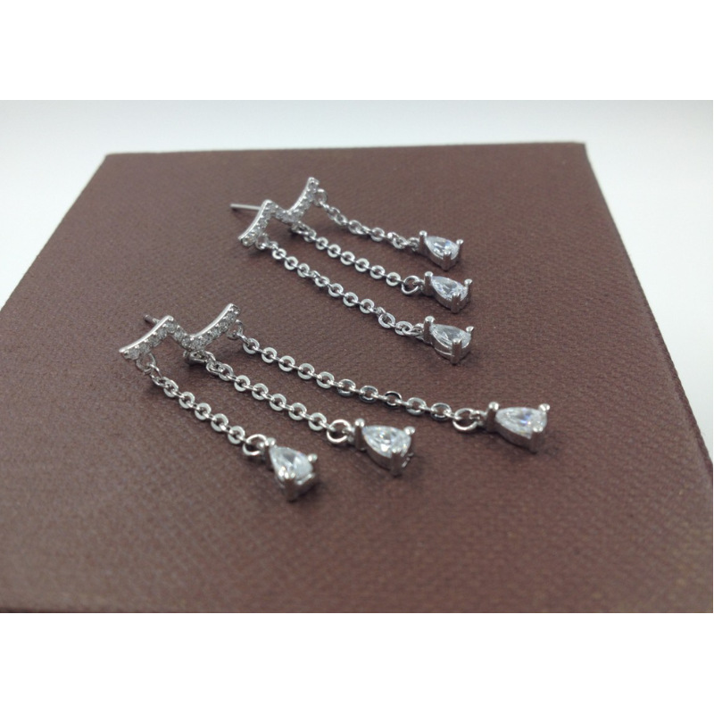 韩版饰品别致个性时尚耳环s925镶钻流苏长款耳坠耳钉YWJY5288送女朋友七夕情人节礼物