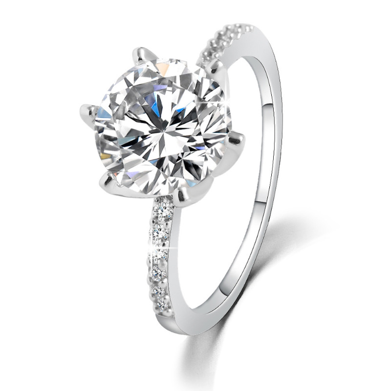 韩版简约潮流水晶锆石戒指欧美时尚气质真金电镀宝石尾戒百搭指环PJHZSDZ7004送女朋友七夕情人节礼物