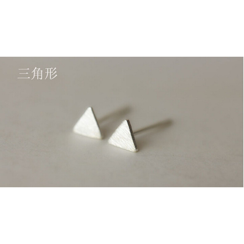 s925韩版几何三角形方形圆形十字架简约小耳钉银耳饰YWKY6254送女朋友七夕情人节礼物