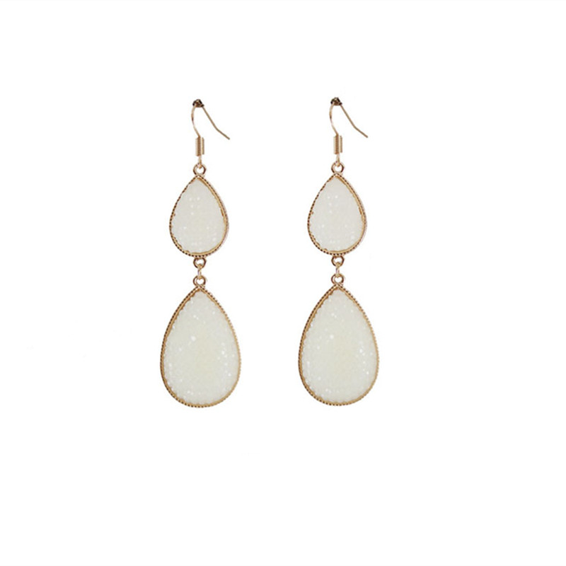 质感磨砂面水滴淡乳白色耳饰双层女款耳钉耳坠饰品送女朋友七夕情人节礼物