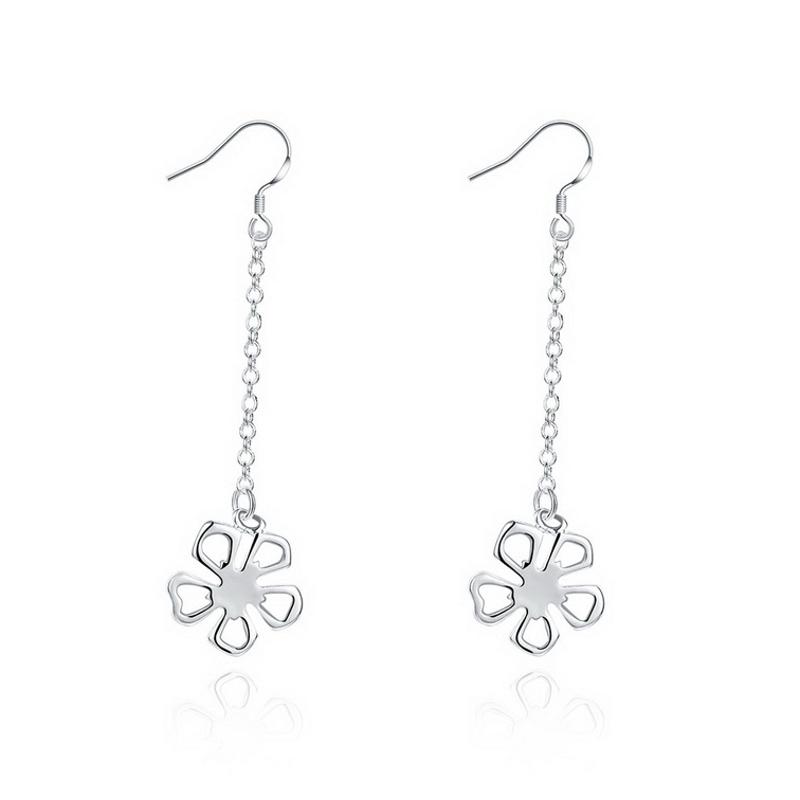 E089Women silver plated earring镀925纯银长款时尚个性耳环饰品