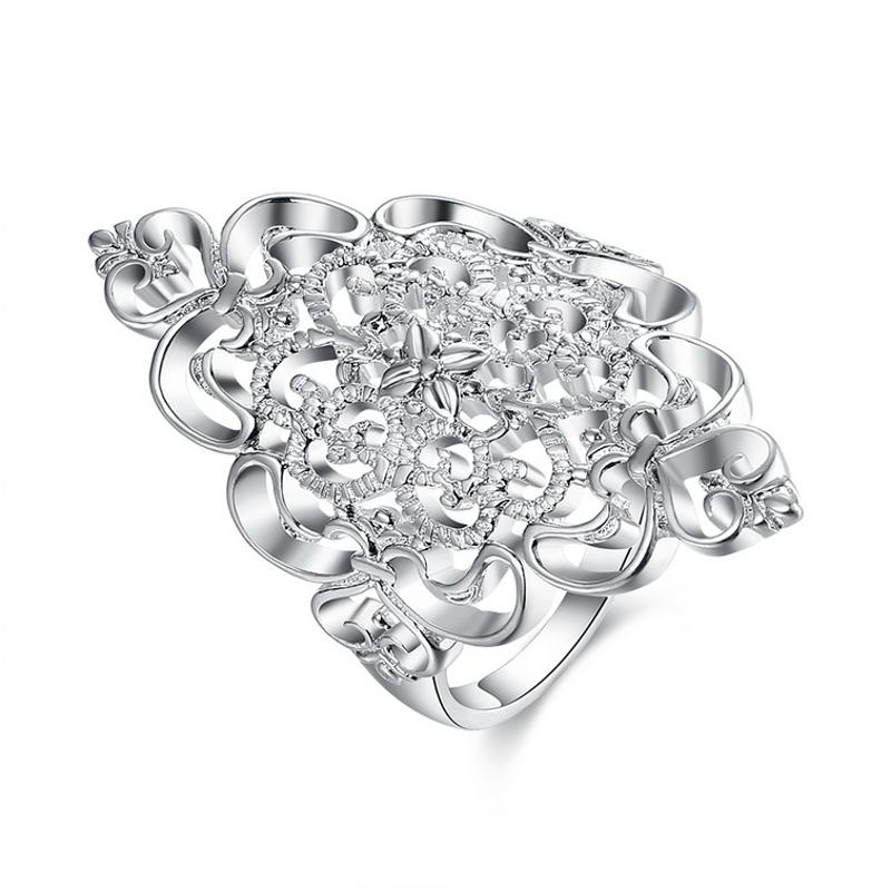 R807Women Silver Rings镀纯银复古镂空戒指日韩指环简约戒子女生送女朋友七夕情人节礼物