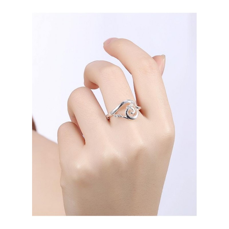 R871Women Silver Rings镀纯银水晶戒指日韩指环简约戒子女生配饰送女朋友七夕情人节礼物