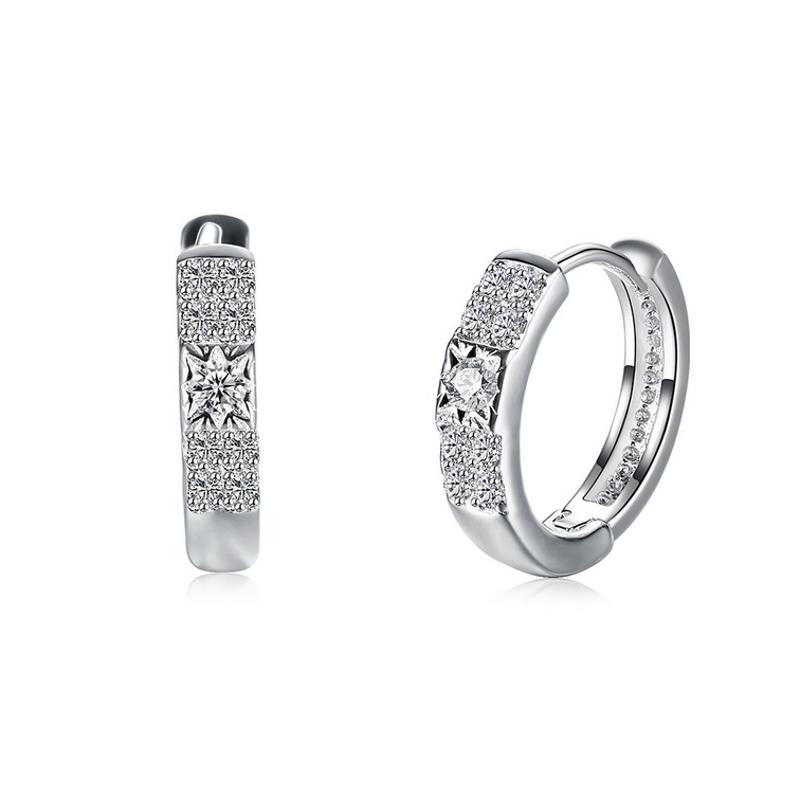 Women Silver Earrings 镀925纯银精致耳扣日韩版女耳饰耳环E781送女朋友七夕情人节礼物