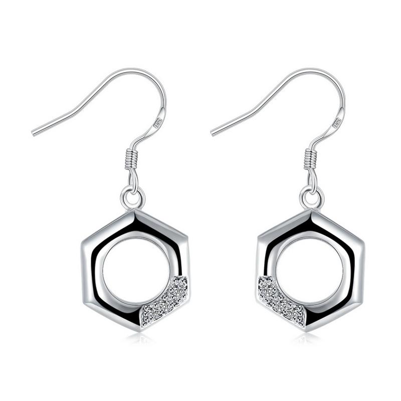 E795Women Silver Earrings 镀纯银水晶简约精致日韩版女耳饰耳环送女朋友七夕情人节礼物