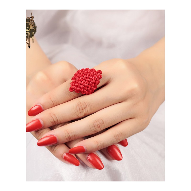 原创手工编织红绳中国结中国风戒指复古民族风首饰品女送女朋友老婆生日礼物送女朋友七夕情人节礼物