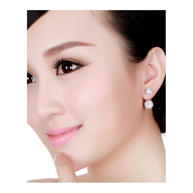 925纯银耳钉女 韩版时尚耳饰银耳针女士耳环耳坠 银饰品女 首饰送女友生日礼物送女朋友七夕情人节礼物