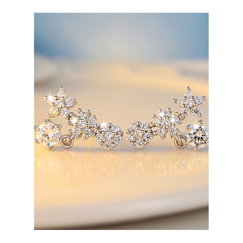 925银耳钉女款 银耳环韩国版气质耳饰时尚耳坠首饰品生日礼物送女友送女朋友七夕情人节礼物