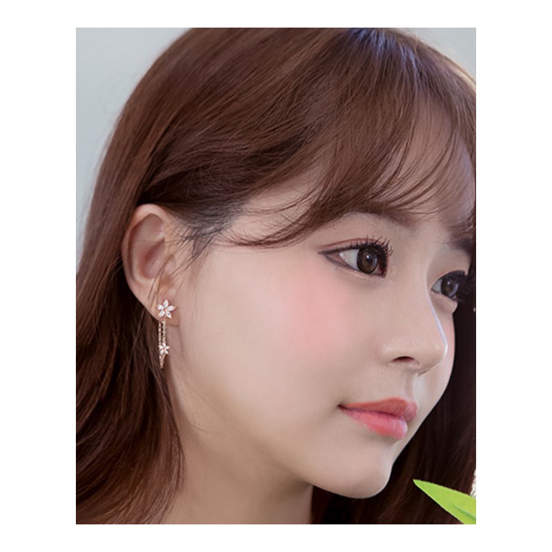 韩版时尚耳饰品甜美花瓣耳钉气质女银耳钉925银耳针耳坠 闺蜜情人节礼物送女朋友七夕情人节礼物