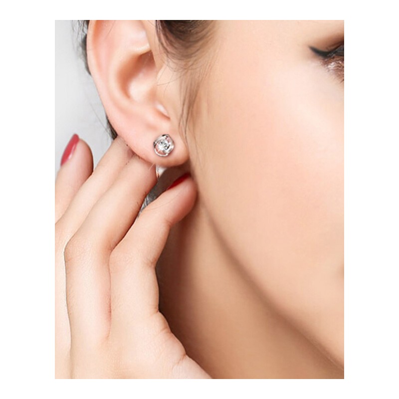 银耳钉气质 女款耳环 四叶耳钉银耳饰韩版时尚饰品 首饰 配饰 生日礼物送女友送女朋友七夕情人节礼物