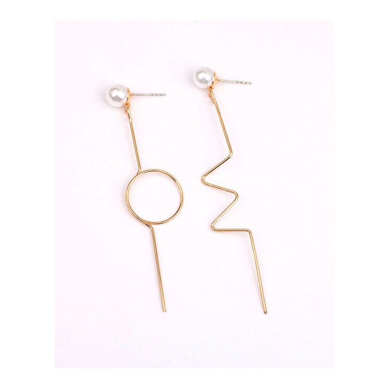 长款珍珠耳钉女百搭气质耳环不对称耳饰时尚甜美耳坠YWZH9602送女朋友七夕情人节礼物