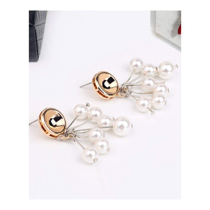 新款韩版时尚气质创意饰品长款珍珠耳钉流苏耳坠女士耳环YWZH9567送女朋友七夕情人节礼物