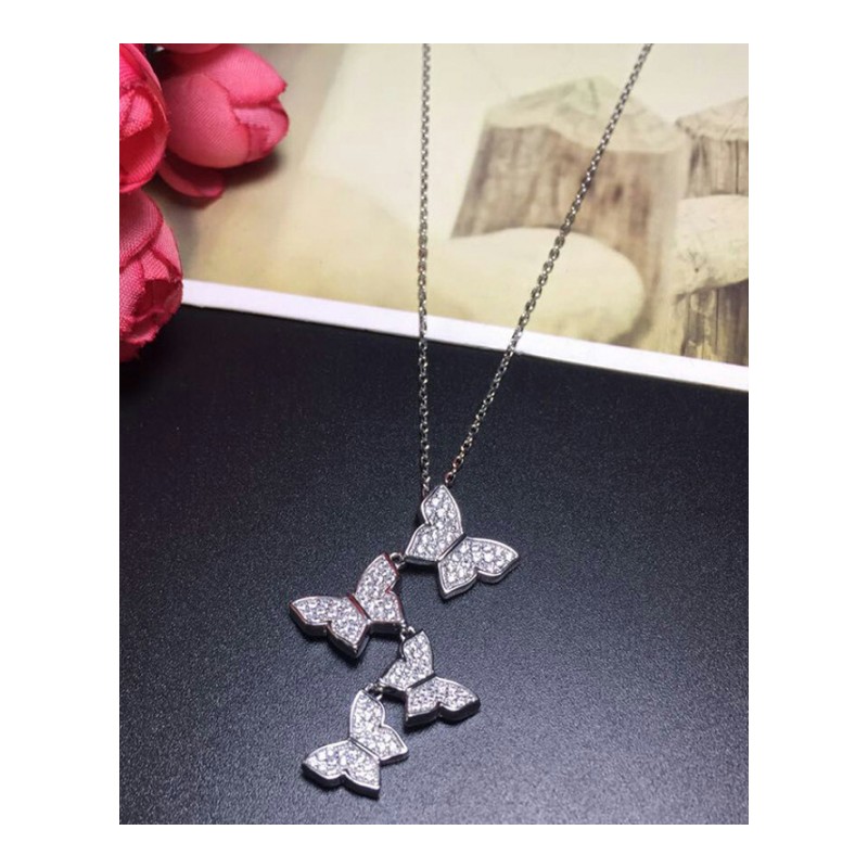 新款韩版时尚首饰银饰品蝴蝶形状设计女士项链FYYHL6586送女朋友七夕情人节礼物
